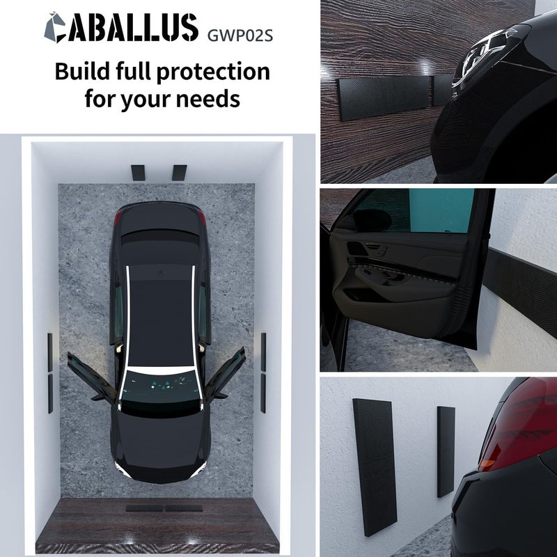 Caballus GWP02S Garage Wall Protector Car Door Protectors, Garage Accessories, Parking Stopper for Garage, Tool-Free, Designed in Germany (2-Pack Black) - Image 3